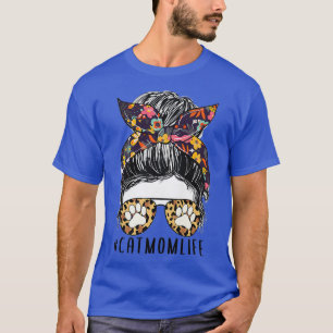Camiseta Mulher Cat Mãe Vida Mensagem Impressão Engraçado A