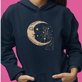 Camiseta Mulher celestial lua e estrelas,boho,ouro elegante