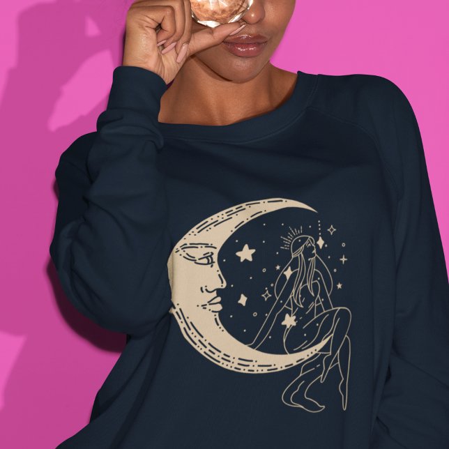 Camiseta Mulher celestial lua e estrelas,boho,ouro elegante (Criador carregado)