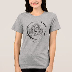 Camiseta Mulher celestial, lua estrelas, boho, astronomia e