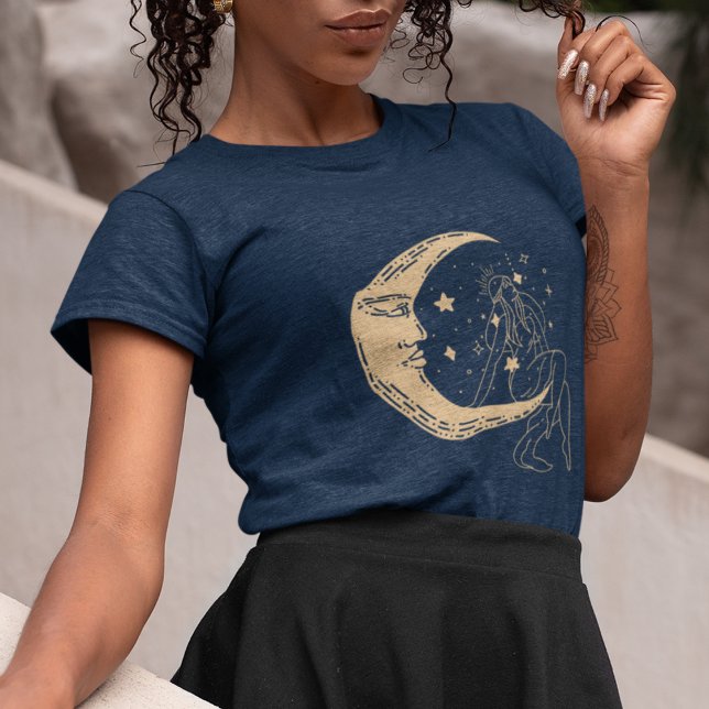 Camiseta Mulher celestial lua & estrelas, boho, elegante do (Criador carregado)