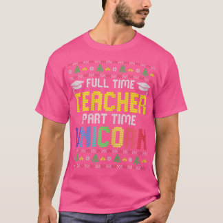 Camiseta Mulher Cheio Professor de Natal Engraçado Unicórni