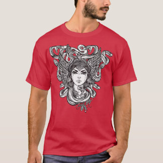 Camiseta Mulher Cobra Medusa com Cobras para cabelo