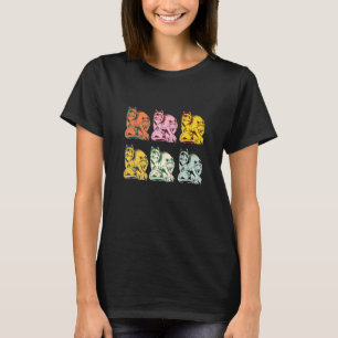 Camiseta Mulher Colorida Wolf Family Vintage Pop Art Wolf 1