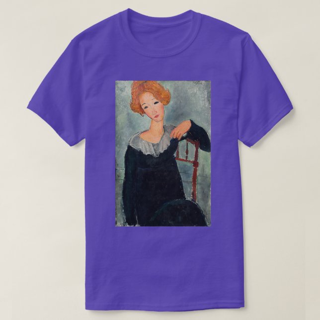 Camiseta Mulher com Cabelo Vermelho por Amedeo Modigliani 1 (Frente do Design)