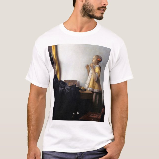 Camiseta Mulher com Colar Pérola, Johannes Vermeer (Frente)