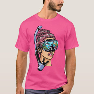 Camiseta Mulher com mergulhador de máscara