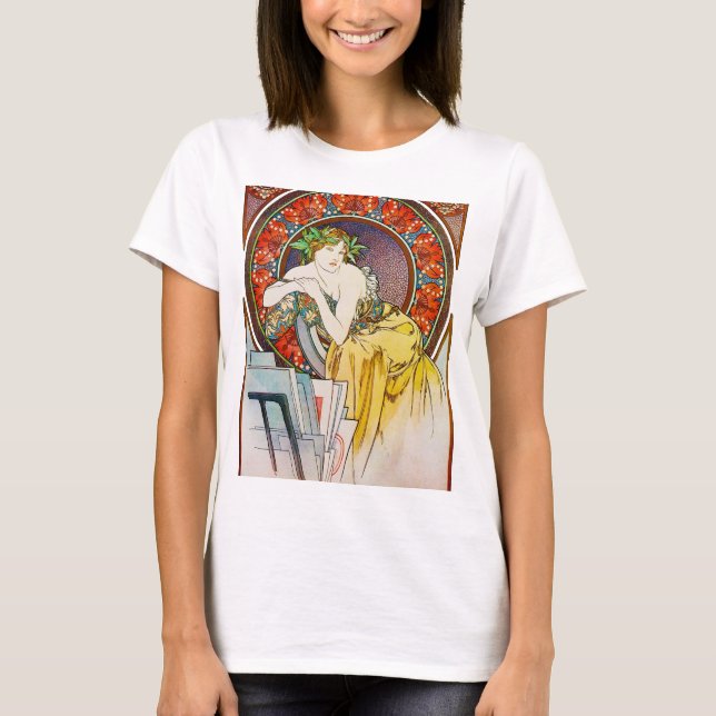 Camiseta Mulher com Poppy, Mucha (Frente)