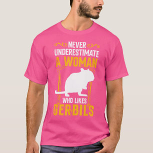 Camiseta Mulher Com Rato Do Deserto Gerbil Rodent