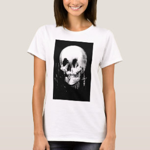 Camiseta Mulher com Reflexão do Crânio Halloween Espelhada
