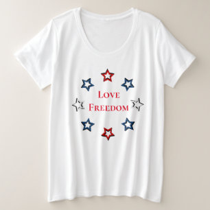 Camiseta Mulher com tamanho T-Shirt-Freedom