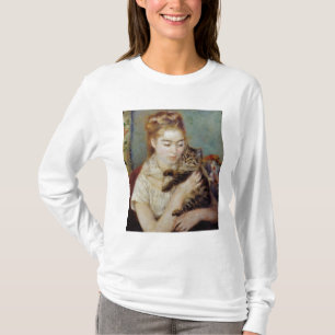 Camiseta Mulher com um gato por Pierre-Auguste Renoir