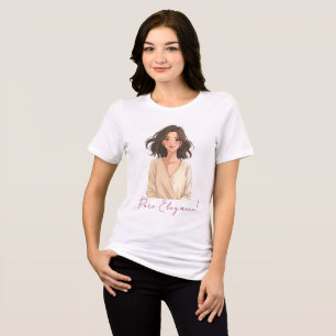 Camiseta Mulher Confiante com Cabelo ondulado