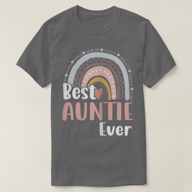 Camiseta Mulher Coração Boho Rainbow Melhor Tia Alguma Vez  (Frente do Design)