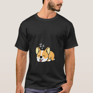 Camiseta Mulher Corgi Está Dormindo Cachorro Corgi Preguiço