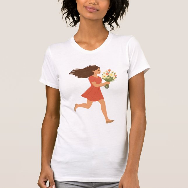 Camiseta Mulher Corrente com Flores - Alegria e Liberdade (Frente)