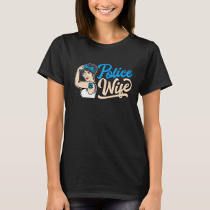 Camiseta Mulher da Polícia Esposa Garotas Cop Blue Line Esp