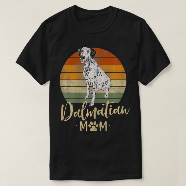 Camiseta Mulher Dalmaciana Mãe Retro Sunset Dalmaciano (Frente do Design)