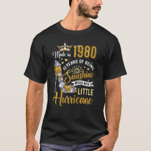 Camiseta Mulher De 43 Anos Feita Em 1980 Aniversário Rainha