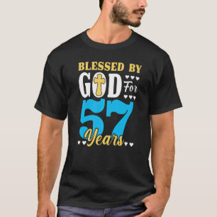 Camiseta Mulher De 57 Anos Aniversário Abençoada Por Deus P