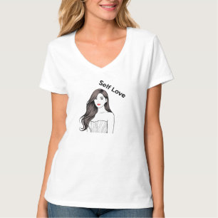 Camiseta Mulher de Amor Próprio Minimalista Elegante Arte