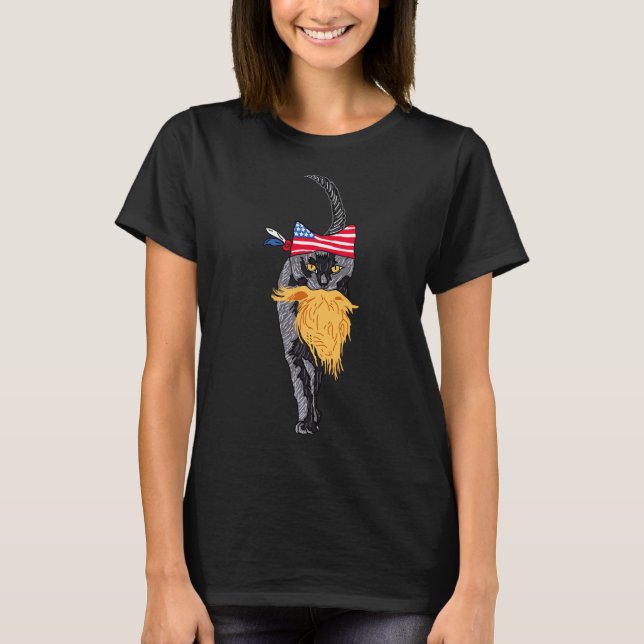 Camiseta Mulher De Gato Engraçada Sem Filhos Votando Kama (Frente)