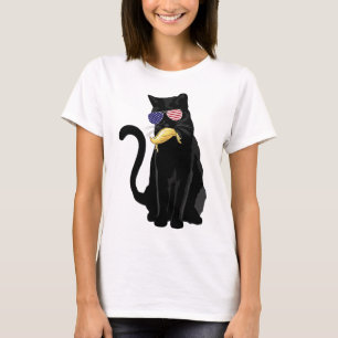 Camiseta Mulher De Gato Engraçada Sem Filhos Votando Kama