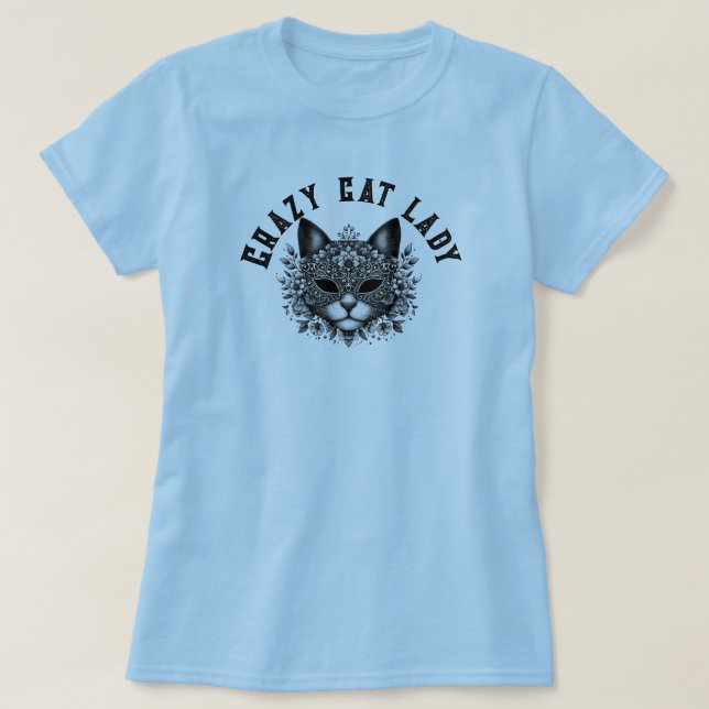 Camiseta Mulher de gato louca (Frente do Design)