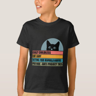 Camiseta Mulher De Gato Sem Filhos Votando Para Kamala Harr