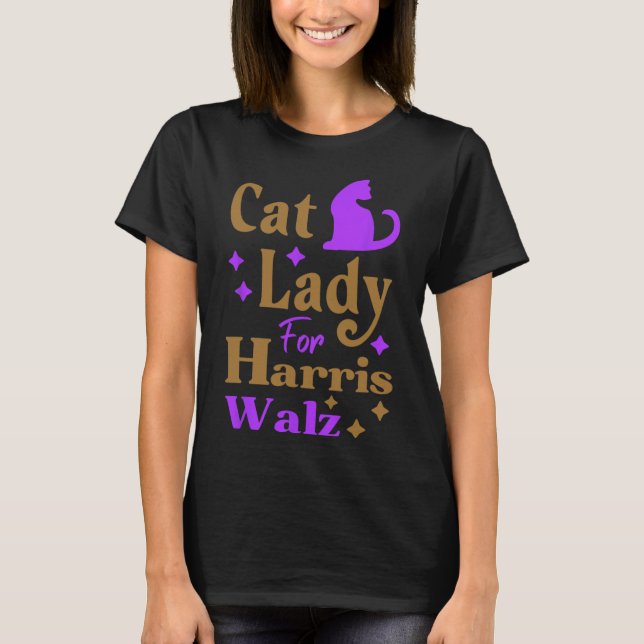 Camiseta Mulher De Gato Sem Fios Para Kamala Harris Tim Whe (Frente)