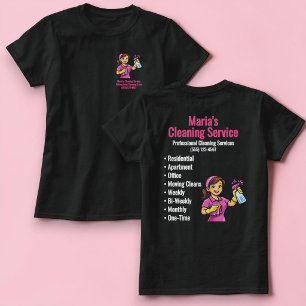 Camiseta Mulher de Serviço de Limpeza Doméstica Preta