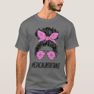 Camiseta Mulher do Cabelo Mensageira Bun Assistente médico-