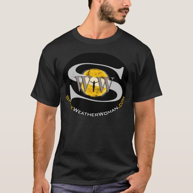 Camiseta Mulher Do Clima Negro E Amarelo Sol (Frente)
