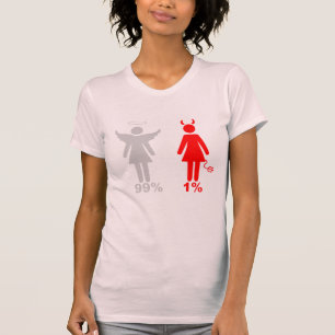 Camiseta Mulher do diabo do anjo 1% de 99%
