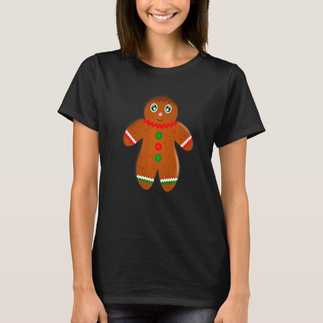 Camiseta Mulher do Gingerpão Casa de Natal Cookie Bakin (Frente)