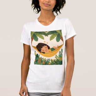 Camiseta Mulher Dormindo Rede Tropical Natureza Brasil Cami