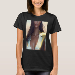 Camiseta Mulher Dourada Vestida Blusa superior Olhe Inspo C
