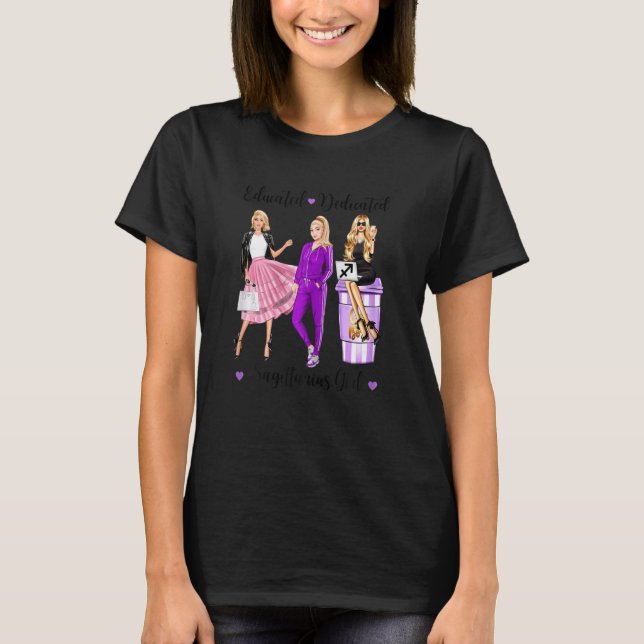 Camiseta Mulher educada Loura Sagittarius Girl dedicada  (Frente)