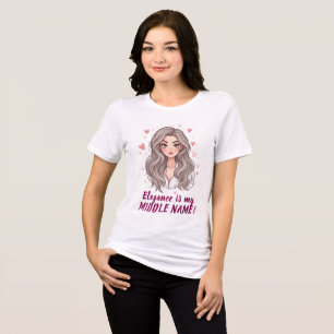 Camiseta Mulher Elegante com Cabelo Fluente