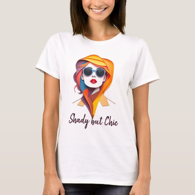 Camiseta Mulher Elegante em madeira com cores douradas (Frente)