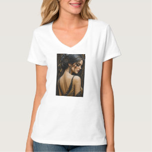 Camiseta Mulher Elegante em Micro Mosaico 3D – Luxo Preto