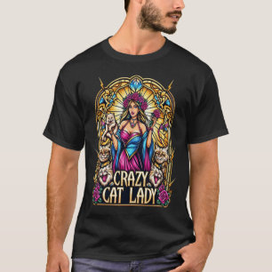 Camiseta Mulher Elegante Segurando Gatinho Com Gatos Ao Red