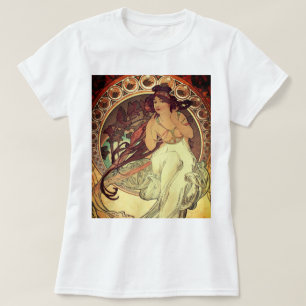 Camiseta Mulher elegante vintage art nouveau Alphonse Mucha