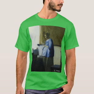 Camiseta Mulher em azul lendo uma carta 1663 Johannes Verme