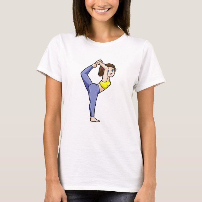 Camiseta Mulher em Yoga Estreando as Pernas (Frente)