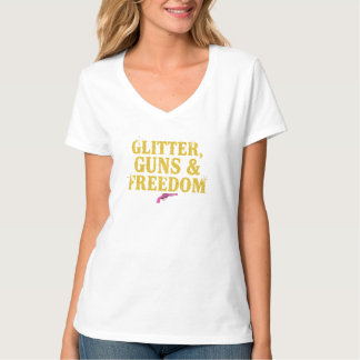 Camiseta Mulher Empoderada: Brilho, Armas e Liberdade