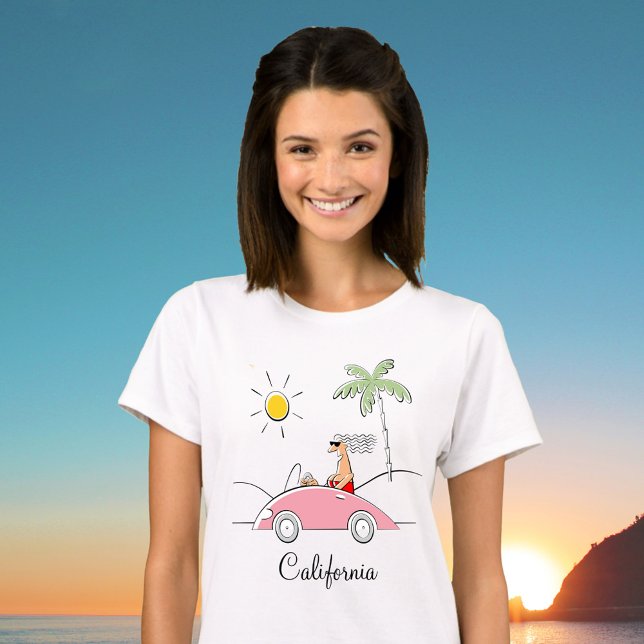 Camiseta Mulher engraçada e fofa de desenho animado com car (Criador carregado)