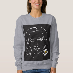 Camiseta Mulher Enigmática - Design de arte de linha