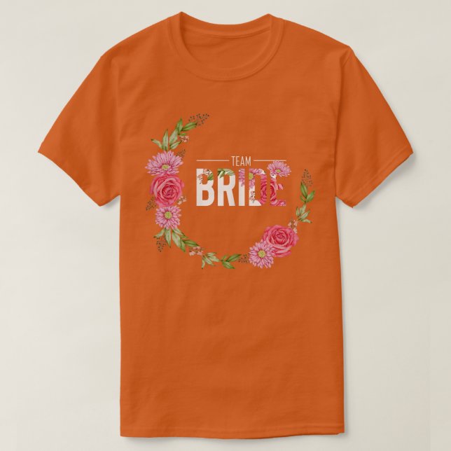 Camiseta Mulher Equipe Bride JGA flores par solteiro de cas (Frente do Design)