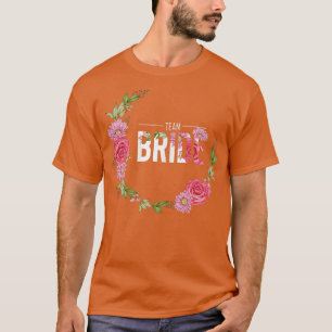 Camiseta Mulher Equipe Bride JGA flores par solteiro de cas